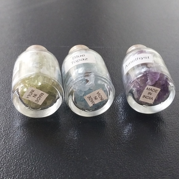 3 Jars of Loose Natural Undrilled Amethyst Blue Topaz Peridot Gemstone Chips - Picture 13 of 14